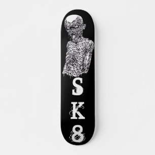 Zombie SK8 Black and White Art Art Mini Skateboard Bräda 18,5 Cm