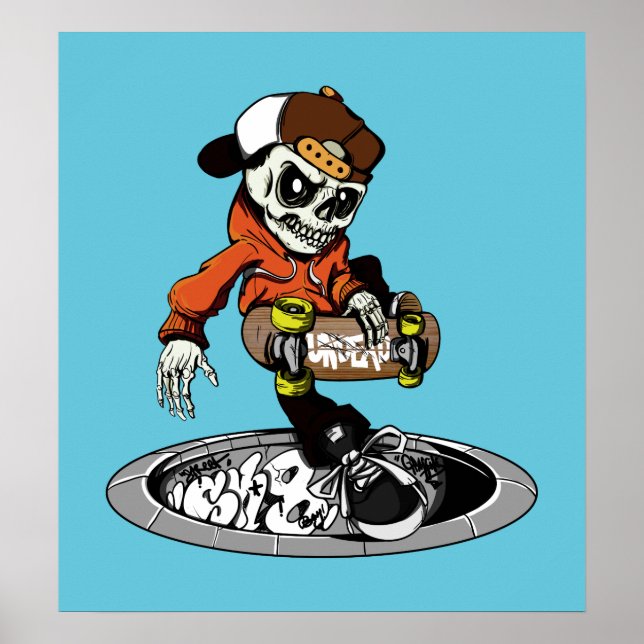 Zombie Skater anpassningsbar färg poster (Framsidan)
