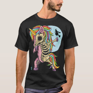 Zombie Skeleton Dabbing Unicorn Halloween T Shirt