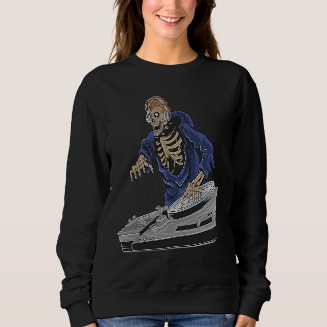 Zombie Skelett Halloween DJ T Shirt (Framsida)