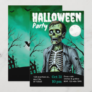 Zombie skelett Halloween-fest inbjudan vuxna