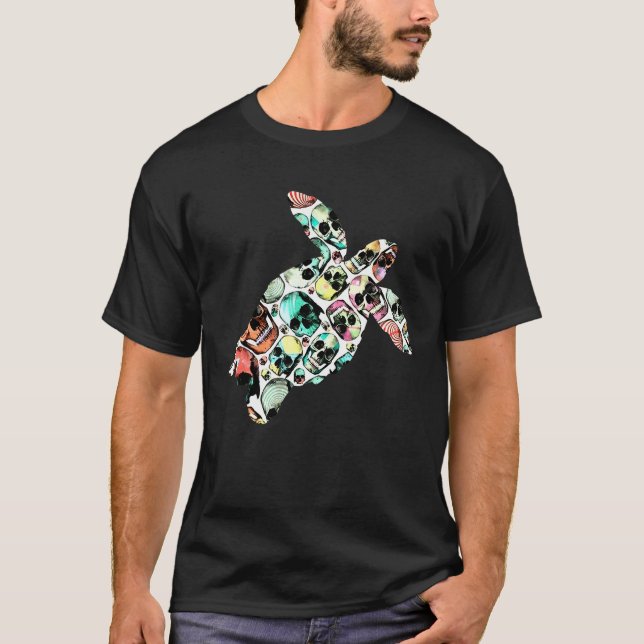 Zombie Sköldpadda Dödskalle Halloween Roligt Sött  T Shirt (Framsida)
