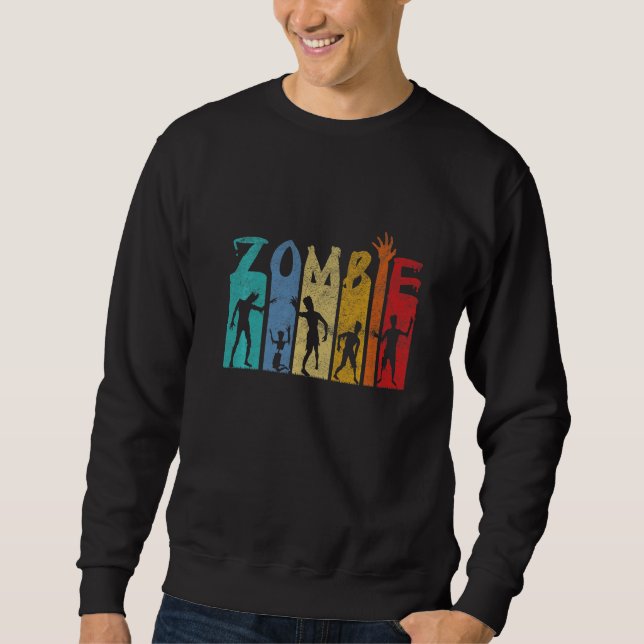 Zombie Skräck Halloween Odöd Kropp Zombies   Lång Ärmad Tröja (Framsida)