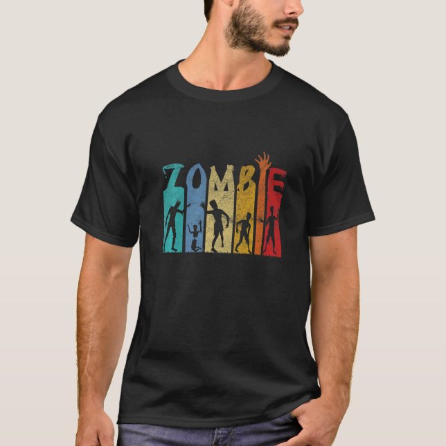 Zombie Skräck Halloween Odöd Lika Zombies   T Shirt (Framsida)