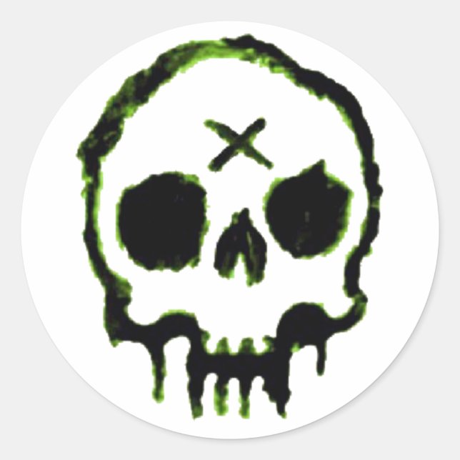 Zombie Skull Runt Klistermärke (Framsida)