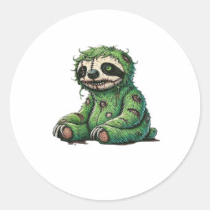 Zombie Sloth Halloween Zombie Sloth Zombie Älskare Runt Klistermärke