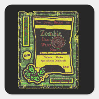 Zombie Snacks Fyrkantigt Klistermärke