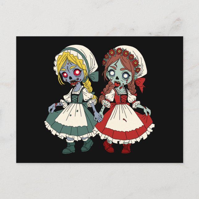 Zombie Snow-White and Rose-Red Vykort (Framsida)