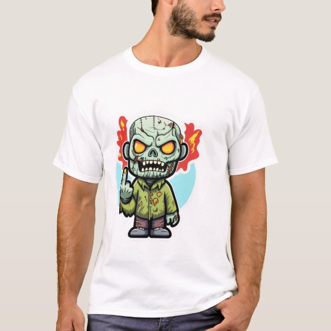 ZOMBIE snubben mitten finger halloween easy costum T Shirt (Framsida)