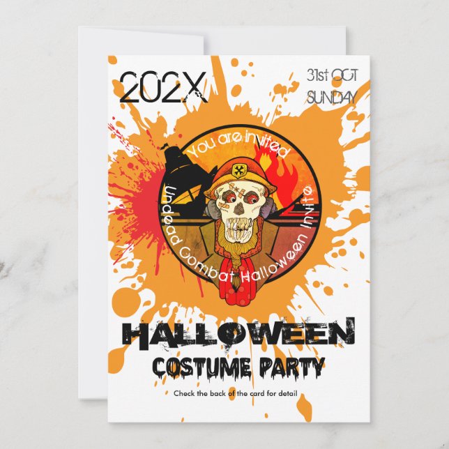 Zombie Soldat Halloween Kostymfest Inbjudningar (Framsida)