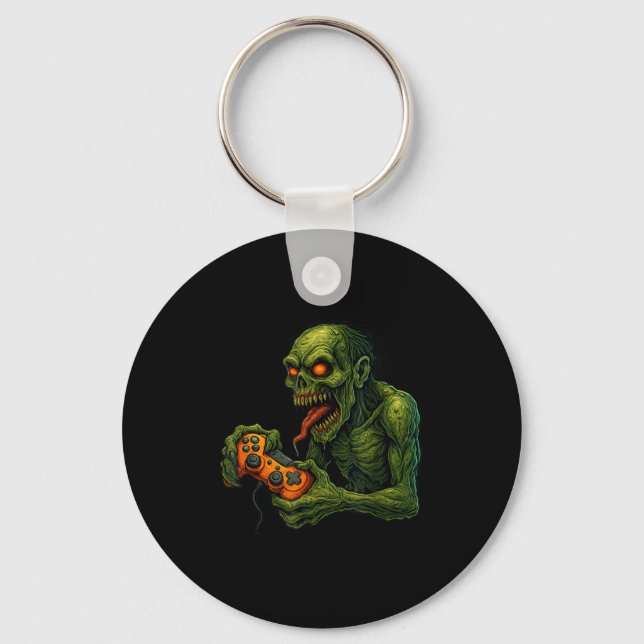 Zombie-spelare Roligt Skräckspel Halloween Nyckelring (Framsida)