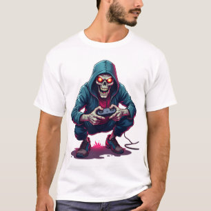 Zombie-spelare � Rollig Halloween-tröja för spelar T Shirt