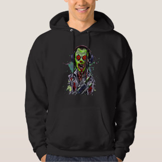 Zombie-spelare som spelar TV-spel Halloween-skräck Hoodie