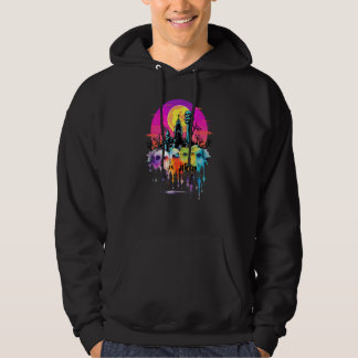 Zombie-spöke Skalle Skräckkyrkogård Goth Färg Spri Hoodie