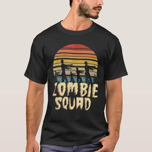 Zombie Squad Retro Halloween Group Costume Boys Gi T Shirt (Framsida)