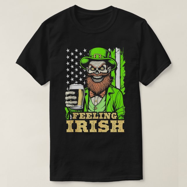 Zombie St patricks day Feeling Irish Funny Beer US T Shirt (Design framsida)