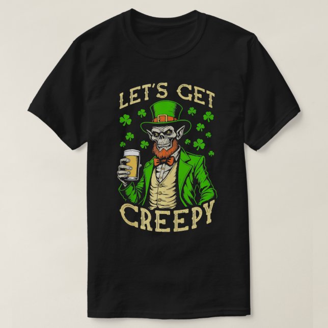 Zombie St Patricks Day Funny Beer ger kreepy T Shirt (Design framsida)