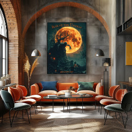 Zombie Stigning Halloween med Full Moon & Graveyar Poster