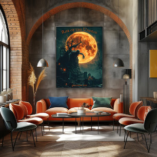 Zombie Stigning Halloween med Full Moon & Graveyar Poster