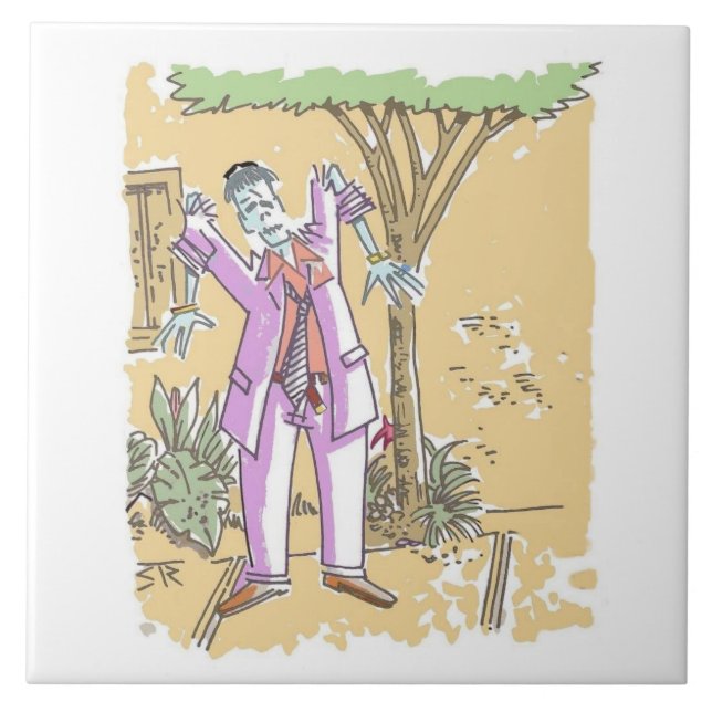 Zombie stor bricka kakelplatta (Framsidan)