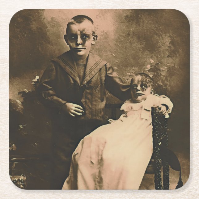 Zombie Syskon Underlägg Papper Kvadrat (Framsidan)