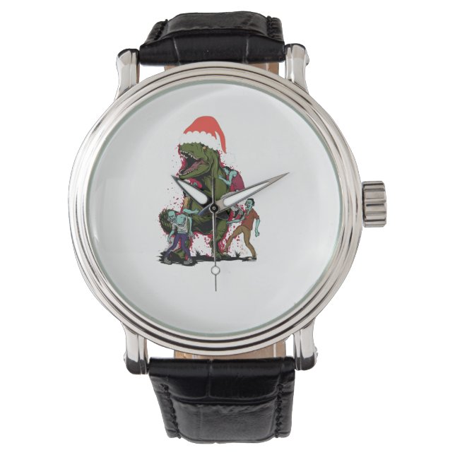 Zombie T-Rex Ugly jul Dinosaur Armbandsur (Framsida)