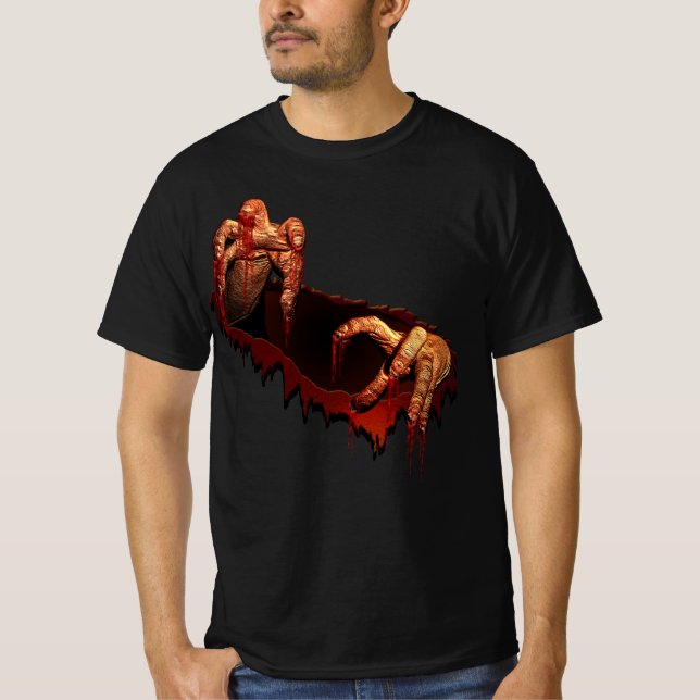 Zombie T-shirt Halloween T-Shirt Gory Zombie Shirt (Framsida)