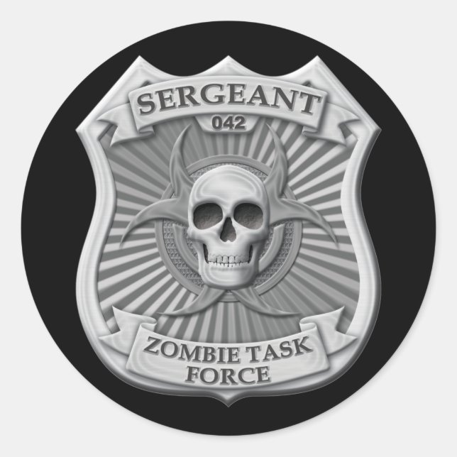 Zombie Task Force - sergeant Badge Runt Klistermärke (Framsida)