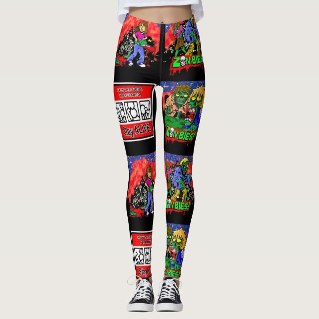 Zombie Tecknad Mönster Leggings (Framsida)