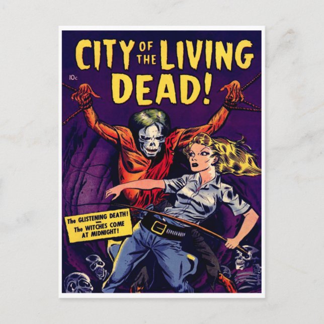 Zombie - Tecknaden Vintage Horror Vykort (Framsida)