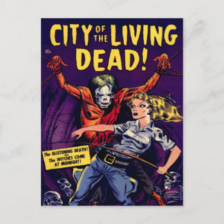 Zombie - Tecknaden Vintage Horror Vykort