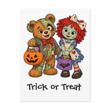 Zombie Teddybjörn & Raggedy Ann som söker godis