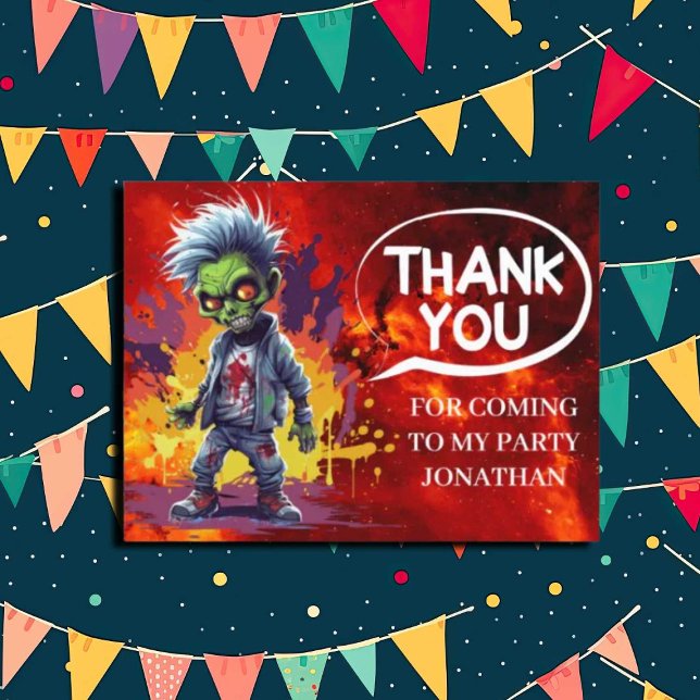 zombie-temedlad pojke party TACK Vykort (Zombie Walkers,  Your birthday party won't be complete without an array of gruesome zombie props! )