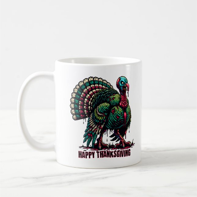 Zombie Thanksgiving Turkiet Kaffemugg (Vänster)