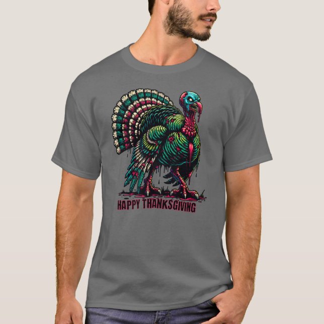 Zombie Thanksgiving Turkiet T Shirt (Framsida)