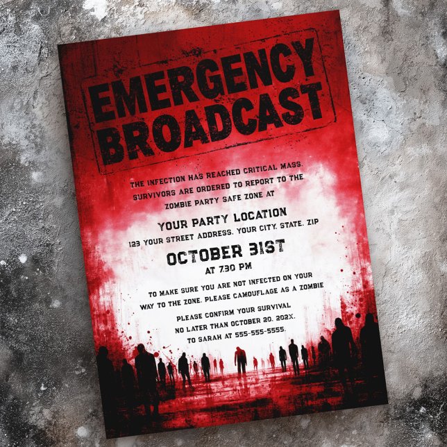 Zombie themed Halloween fest Inbjudningar (Zombie themed Halloween party Invitation)