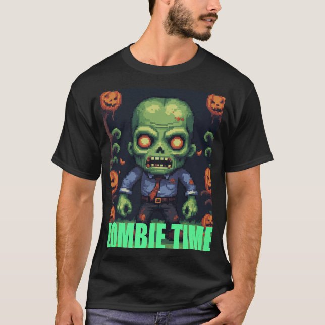 Zombie Time Halloween T Shirt (Framsida)