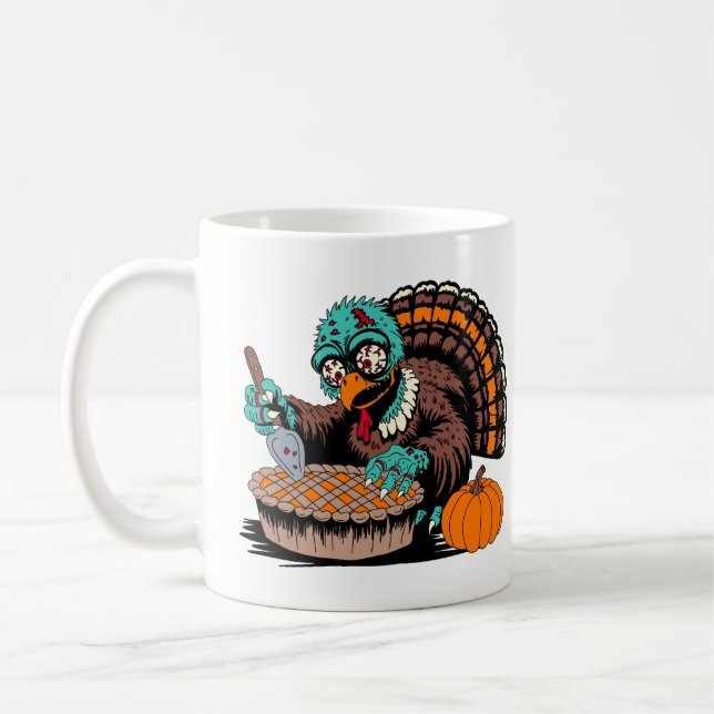 Zombie Turkey Wants Pumpkin Paj Kaffemugg (Vänster)