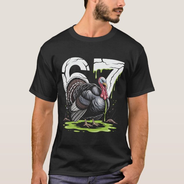 Zombie Turkiet 67-års födelsedags tackgivelseshirt T Shirt (Framsida)