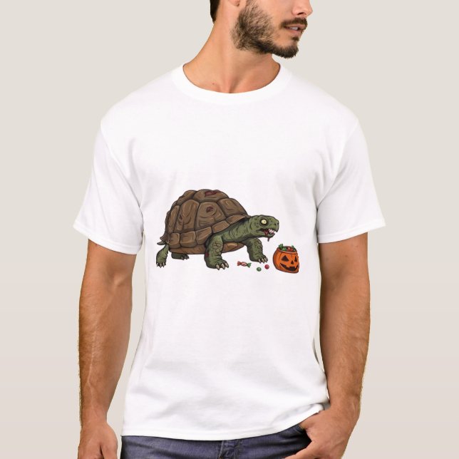 Zombie Turtle Candy Crawl - Kuslig långsam Hallowe T Shirt (Framsida)