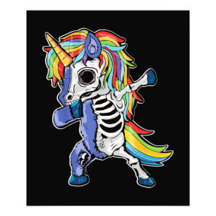 Zombie Unicorn Dabbing Skeleton Fototryck