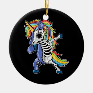 Zombie Unicorn Dabbing Skeleton Julgransprydnad Keramik