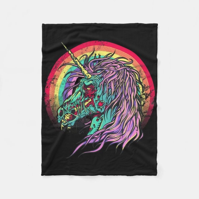 Zombie Unicorn Halloween Fleecefilt (Framsidan)