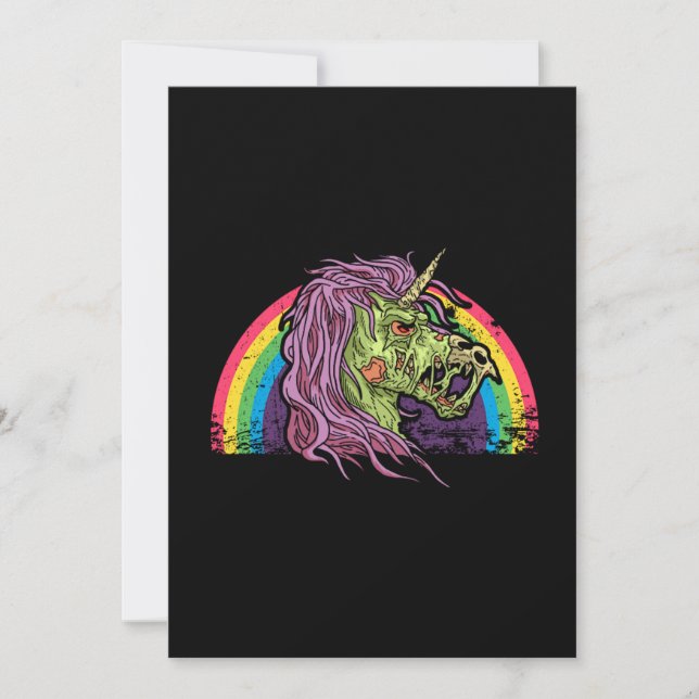 Zombie Unicorn Halloween Rainbow Gift Idea Inbjudningar (Framsida)