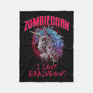 Zombie Unicorn I Kärlek Brainbows Punk Gothic Goth Fleecefilt