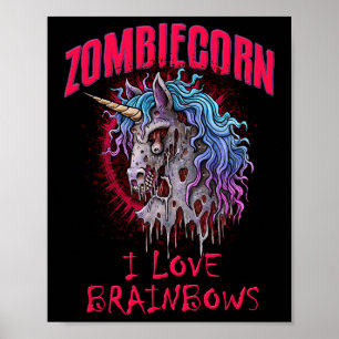 Zombie Unicorn I Kärlek Brainbows Punk Gothic Goth Poster