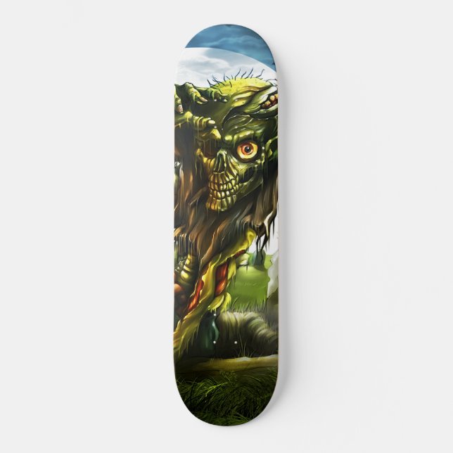Zombie Uppstigande Fullmåne Kyrkogård Mini Skateboard Bräda 18,5 Cm (Framsida)