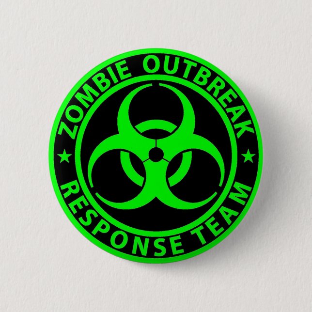 Zombie-utbrott Response Team Neon-grön Knapp (Framsida)