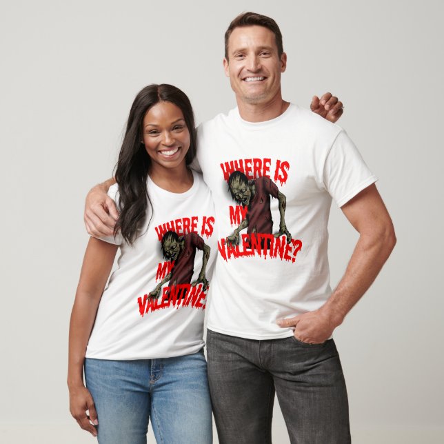 Zombie Valentine Horror Design T Shirt (Unisex)