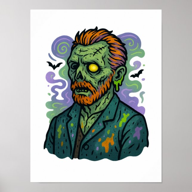 Zombie Van Gogh - Tecknad Tecknad Parody Poster (Framsidan)